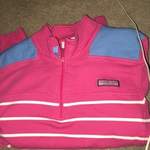 Vineyard Vines XL shep shirt zip. Pink and white